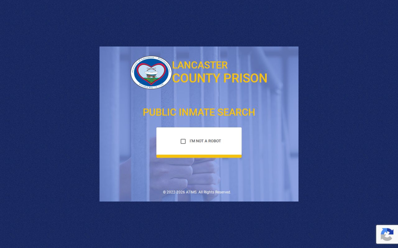 Lancaster County Prison current-custody search used before release verification