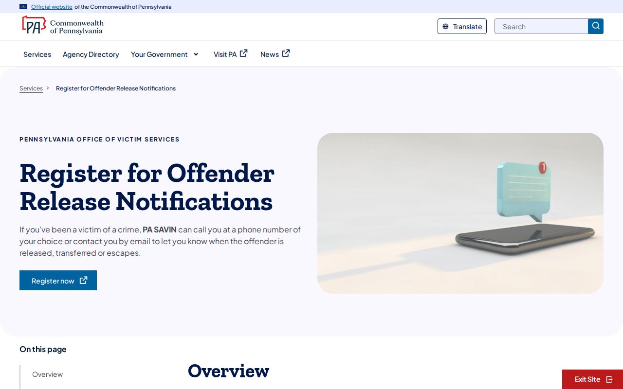 Lancaster County VINELink release notification registration